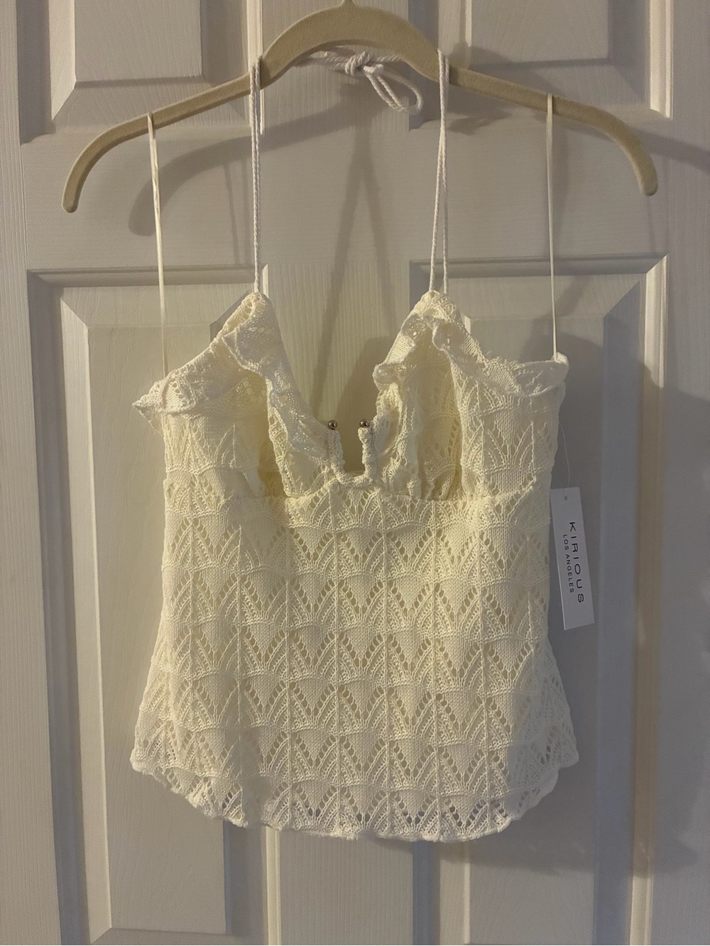 Kirious Cream Crochet Lace Spaghetti Strap Camisole